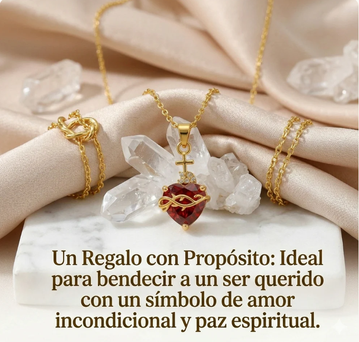 Set collar y anillo "Sagrado corazón de Jesús" Bañado en Oro de 18K ✨