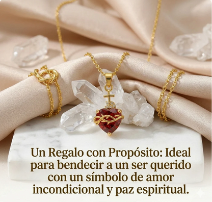 Set collar y anillo "Sagrado corazón de Jesús" Bañado en Oro de 18K ✨