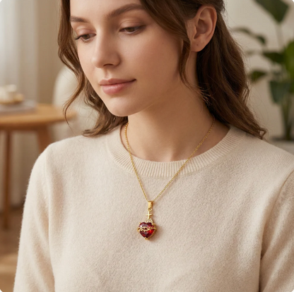 Set collar y anillo "Sagrado corazón de Jesús" Bañado en Oro de 18K ✨