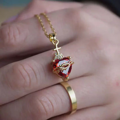 Set collar y anillo "Sagrado corazón de Jesús" Bañado en Oro de 18K ✨