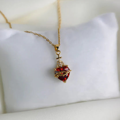 Set collar y anillo "Sagrado corazón de Jesús" Bañado en Oro de 18K ✨